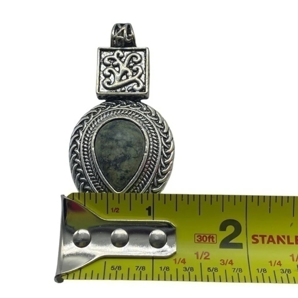 African Turquoise Gemstone Sterling Silver 925 Pendant 2.75in